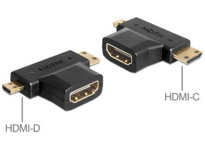 Delock Adapter HDMI-A Buchse > Mini-HDMI-C + Micro-HDMI-D