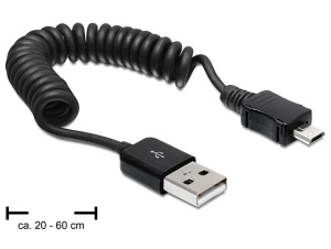 Delock Kabel USB 2.0-A Stecker > USB micro-B Stecker Spiral-