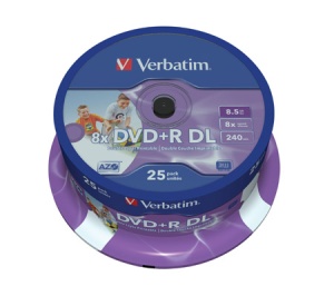 25er Spindel Verbatim DVD+R Double Layer, 8fach, 8,5 GB