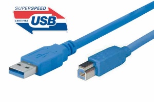 USB 3.0 Kabel, USB 3.0 St. A / USB 3.0 St. B, blau, 0,5 m