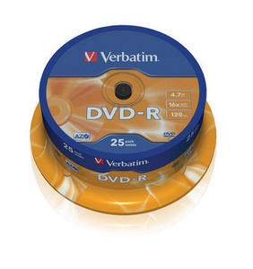 25er Spindel Verbatim DVD-R 4,7 GB, 16fach