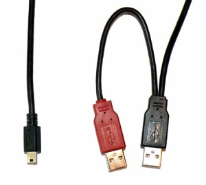 USB Y-Kabel, 2x USB St. A / 1x USB 5pol Mini St. B
