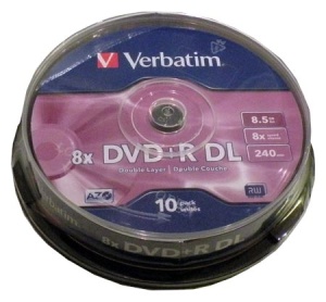10er Spindel Verbatim DVD+R Double Layer, 8fach, 8,5 GB